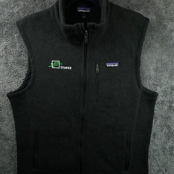 Patagonia Fleece Vest Black Large Full Zip W Logo Chest Pocket Finance Bro Forex